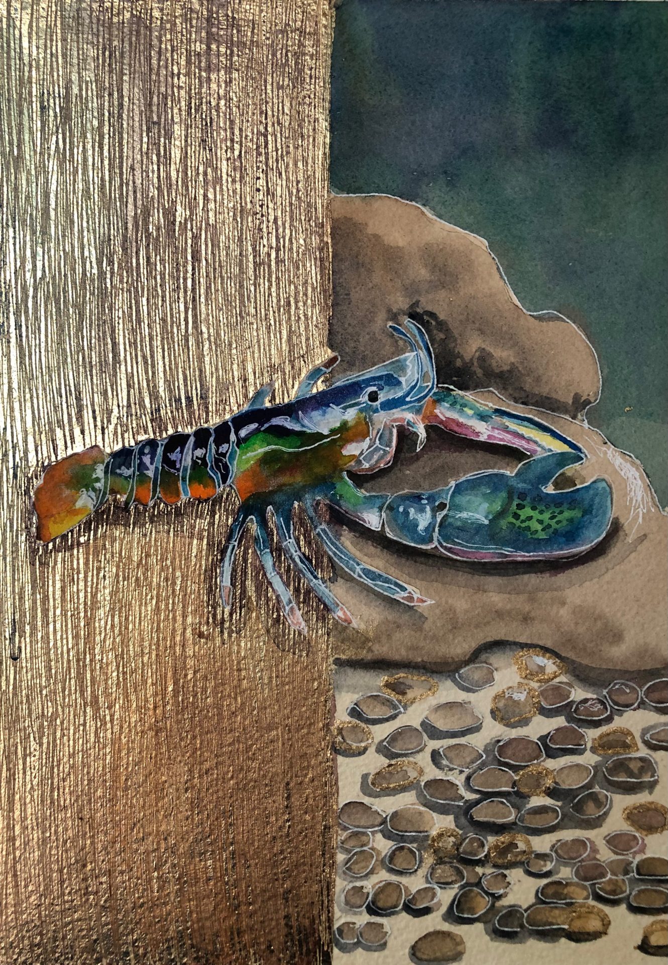 Original hand-painted lobster painting from my Animal Symbolism and Oracle Messages collection. Symbolising protection, resilience, inner strength and emotional depth. Includes the matching oracle card deck and book.
